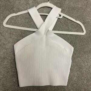 Aritzia White Ribbed Halter Top